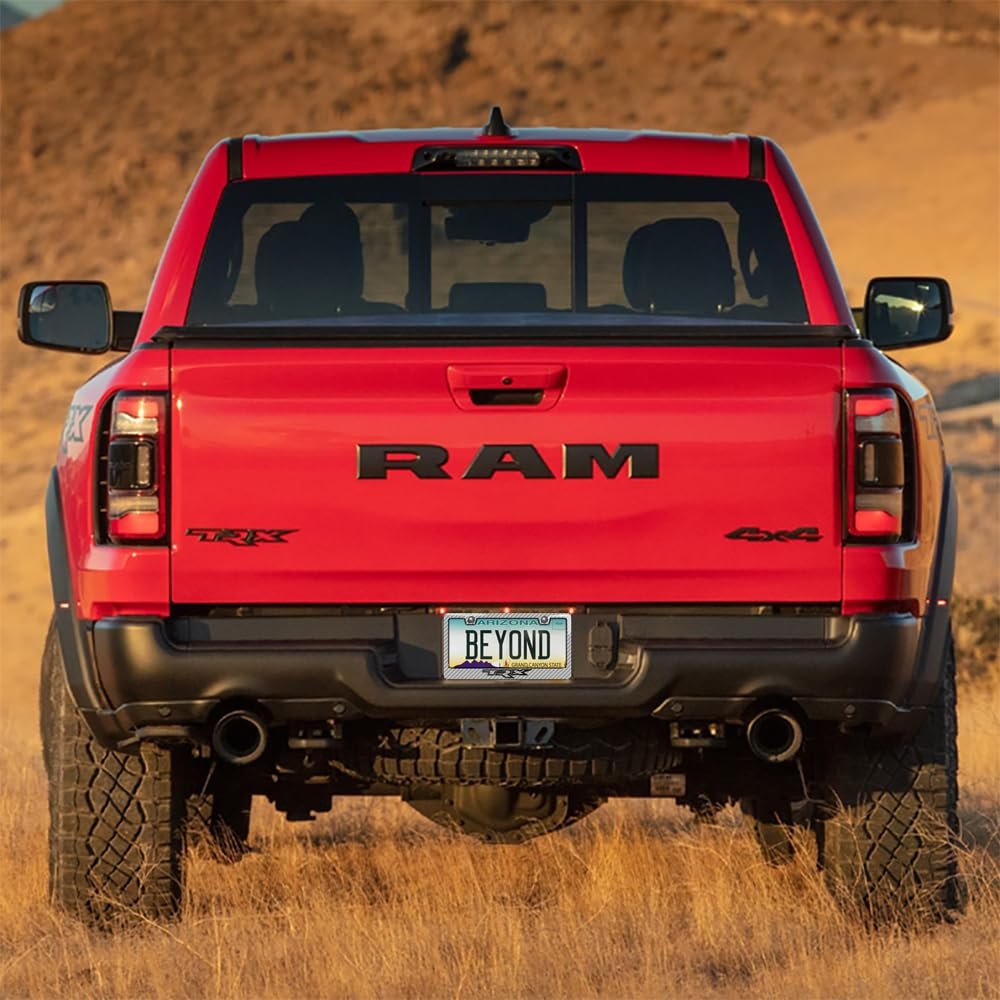 Ram 1500 Trx License Plate Frame Real Silver Carbon Fiber Abs Plastic With 3d Gray Letters Universal Fit 12 In X 6 Officially