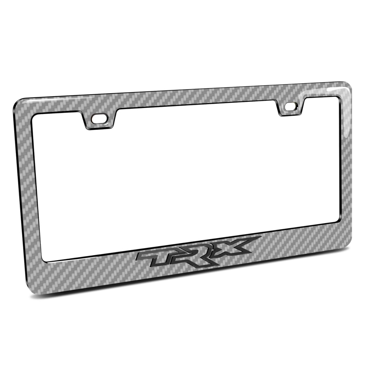 Ram 1500 Trx License Plate Frame Real Silver Carbon Fiber Abs Plastic With 3d Gray Letters Universal Fit 12 In X 6 Officially