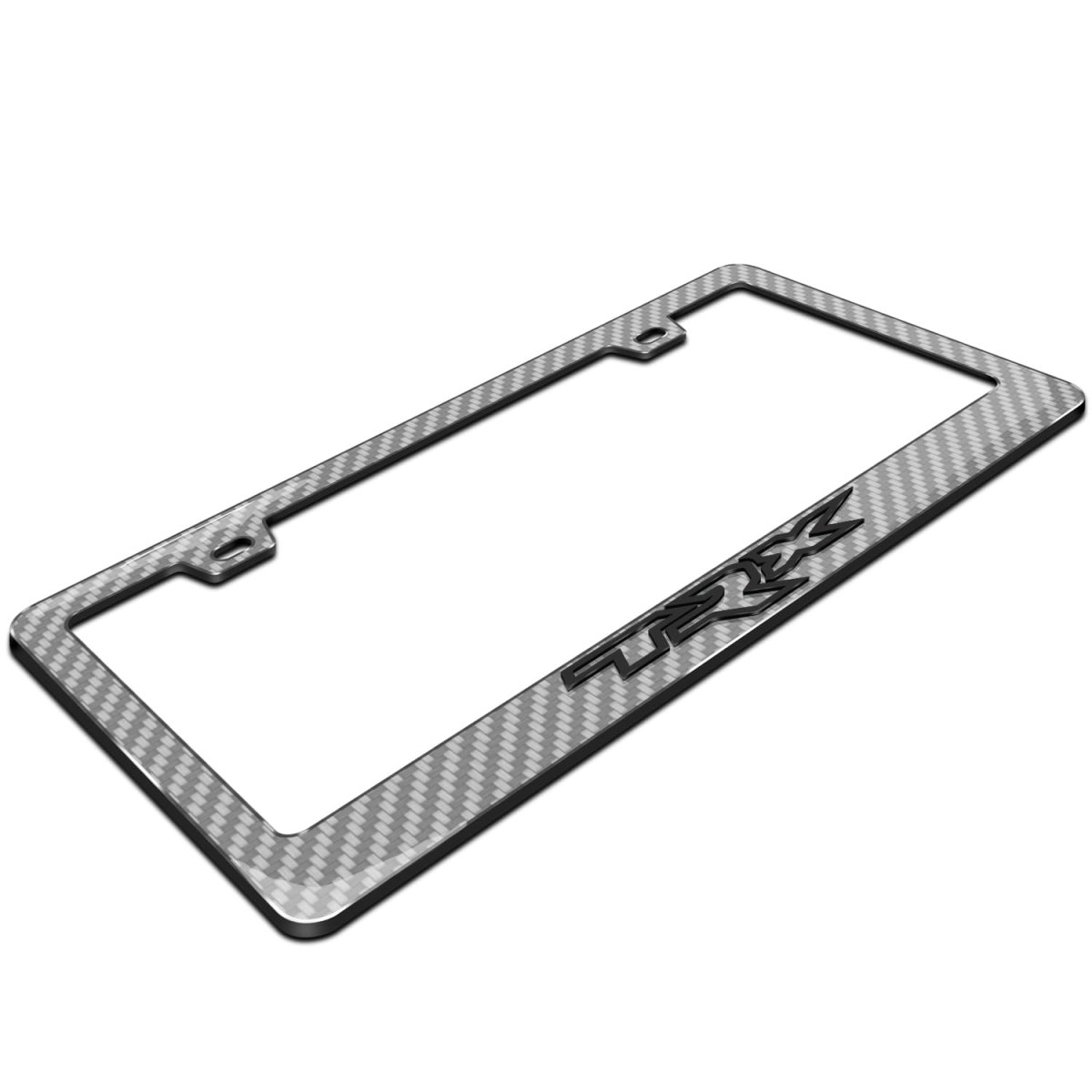 Ram 1500 Trx License Plate Frame Real Silver Carbon Fiber Abs Plastic With 3d Gray Letters Universal Fit 12 In X 6 Officially