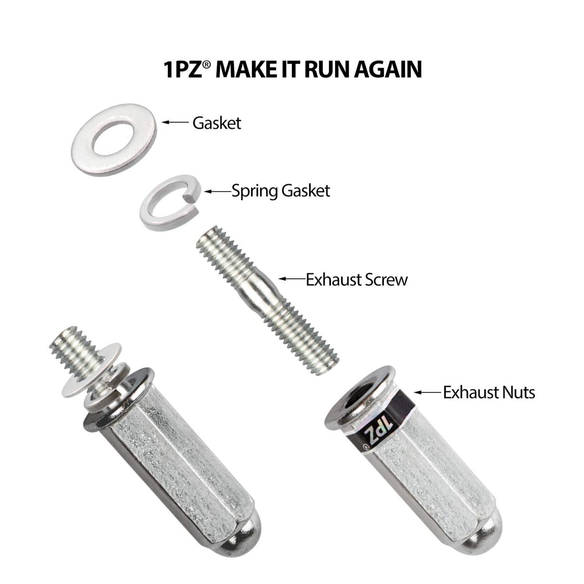 Ebg-sl1 Exhaust Bolt And Gasket Kit For Gy6 50cc 70cc 90cc 110cc 125cc 150cc Scooters Atvs Go Karts Moped Quad 4 Wheeler Dune
