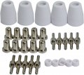 Riverweld 30pcs Pt-31 Plasma Tips Nozzle 18866l Electrode 18205l Shroud Shield Ceramic Cup 18204 Kit Extended Nickel-plated Fit 