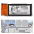 Hecasa Front Right Headlight Bezel W Bulb For 1990-2007 Mack Ch600 Ch612 Ch613 Ch600k Cl600 Cl700 Cl Series Clear Amber Lens 