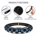 Delerain Skull Blue Butterfly Steering Wheel Covers Anti Slip Elasticity Car Accessories Protector Universal 15 Inch For Women