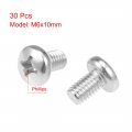 Uxcell M6x10mm Machine Screws Phillips Cross Pan Head Screw 304 Stainless Steel Fasteners Bolts 30pcs