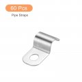 Uxcell 60 Pcs Pipe Strap Fit For 1 4in 6mm 304 Stainless Steel Clamp With Hole Conduit Or Fixing