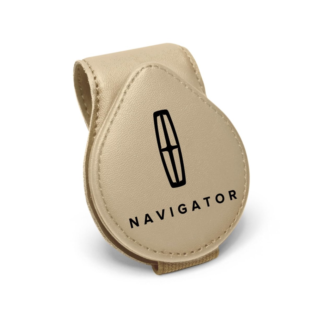 Lincoln Navigator Logo Beige Leather Magnetic Sunglass Holder Car Sun Visor Mount Clip Official Licensed