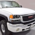 Led Twin Halo Black Amber Corner Projector Headlight W Bumper Lamps Tool Kit Compatible With Gmc Sierra Yukon 99-07