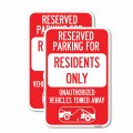 2 Pack Reserved Parking Sign For Residents Only Unauthorized Vehicles Towed Away With Car Tow Graphic 12 X 18 Heavy-gauge 