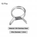 Uxcell Double Wire Spring Hose Clamp 10pcs 304 Stainless Steel 13mm Inner Dia Fit 14 6mm-15mm Od Fuel Line Silicone Tube Clips