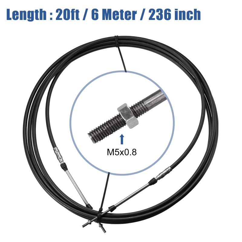 2pcs 20ft 6 Meter 236 Inch Marine Type 3300 33c Throttle Shift Remote Control Box Cable For Yamaha Outboard Engine Boat Motor