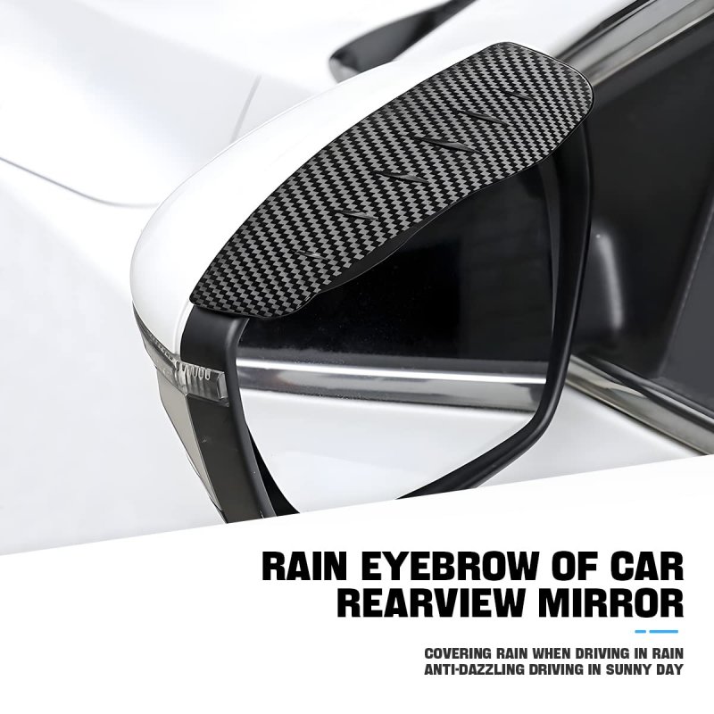 Car Rear View Side Mirror Rain Visor Guard Carbon Fiber Appearance Waterproof Smoke Auto Eyebrow Cover For Suv And Vehicles 2