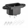 Uxcell Screw Mount 3 Pins Iec320 C14 Inlet Power Socket Ac 250v 10a Black 2set