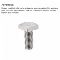 Uxcell Square Head Bolt 5pcs M10x20mm Fully Thread 304 Stainless Steel Grade C Machine Screws