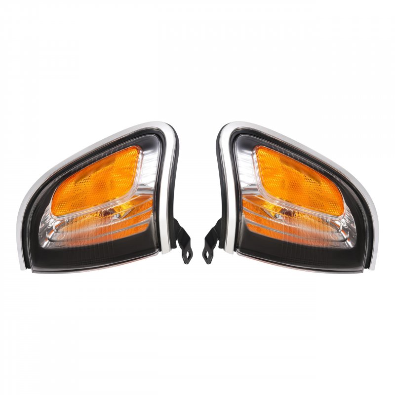 Pair Corner Light Bezel For 2000-2004 Toyota Tacoma Halogen Turn Signal Lamp Driver Passenger Side Yellow Lens Chrome Housing