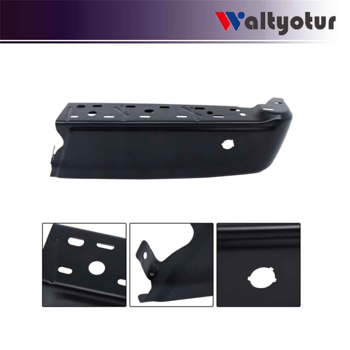 Right Rear Bumper End Replacement For F-150 2021-2023 With Single Radar Hole Black Steel Cover