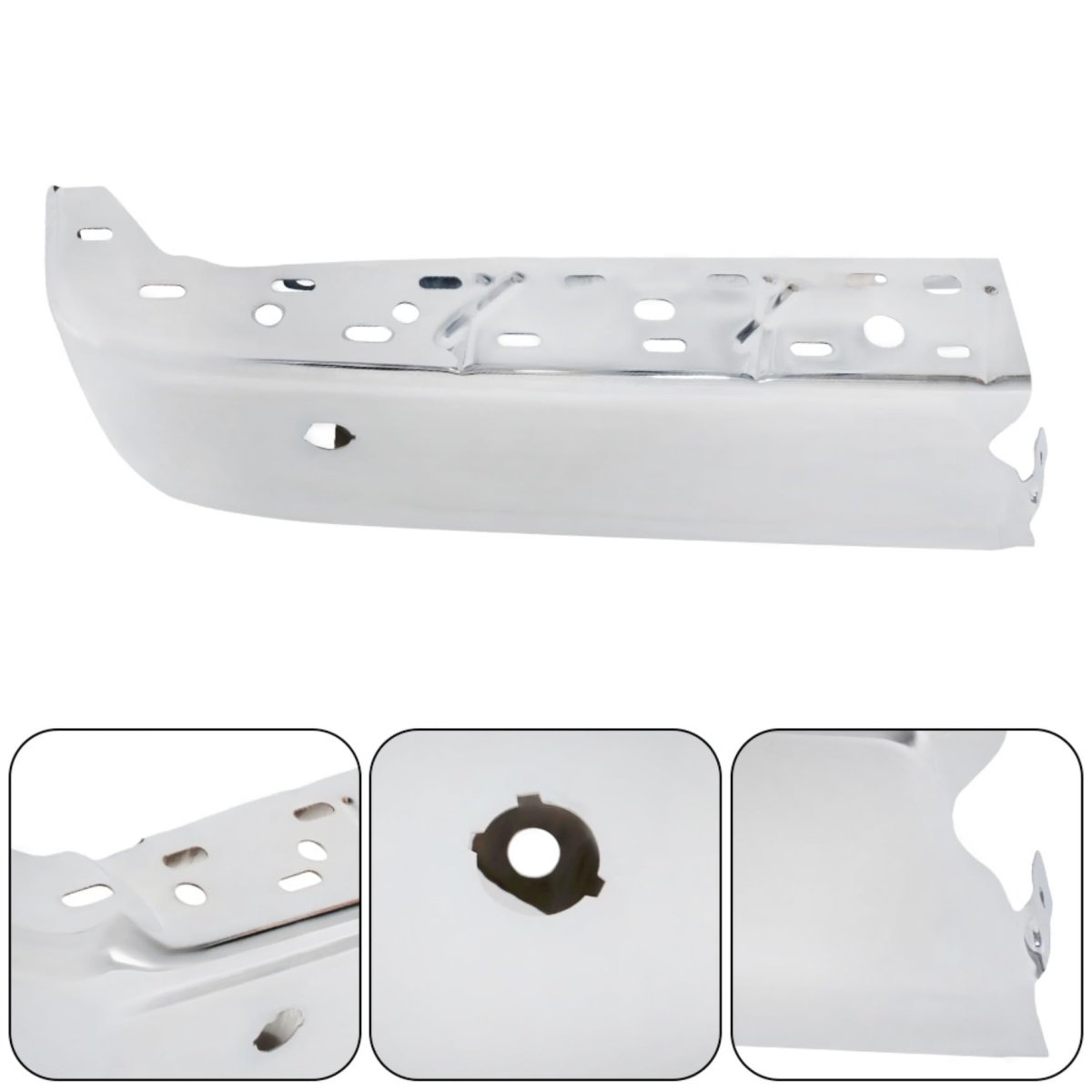 Left Rear Chrome Bumper End Cap Replacement For F150 2021-2023 Single Radar Hole Without Auto Park Sensors