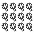 12pcs Spring Band Type Action Fuel Silicone Vacuum Hose Pipe Clamp 22mm Low-pressure Air Clip For Automotive Oil Water Black 