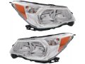 Headlight Assembly Set Of 2 Halogen Clear Lens Chrome Bezel For014-2016 Subaru Forester 2 5l 4-clinder 