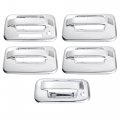 Set Of 5 Pack Driver And Passenger Side Chrome Silver Tone Car Exterior Outside Door Handle Cover With Tailgate Covers Decor 