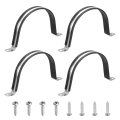 4pcs 108mm 4-1 4 Cable Clamp 304 Stainless Steel Rubber Coated Cushion Insulated Clamps U Holder Pipe Strap With M4x20mm Screws