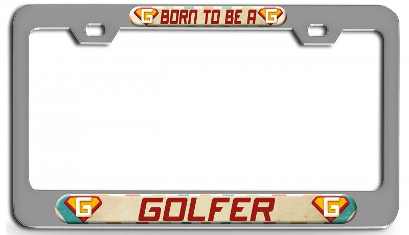 Born To Be A Golfer 3d Metal License Plate Frame Universal Fit For Auto Suv And Truck Tag Holder 12 In X 6 Heavy Duty Steel