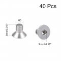 Uxcell M5x8mm Flat Head Machine Screws Inner Hex Screw 304 Stainless Steel Fasteners Bolts 40pcs