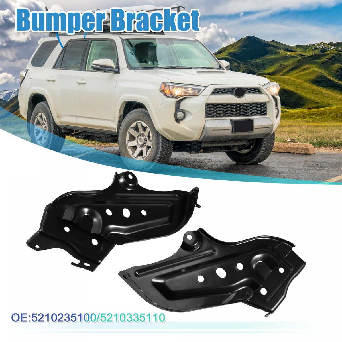 Front Bumper Retainer Bracket Holder 5210235100 5210335110 For Toyota 4runner 2014 2020 Left And Right Side Pair Black Metal