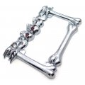 Httmt- Mt294-006-cd- Cruiser Accessories Skull Flame Motorcycle License Plate Frame Chrome Durable And Long Lasting