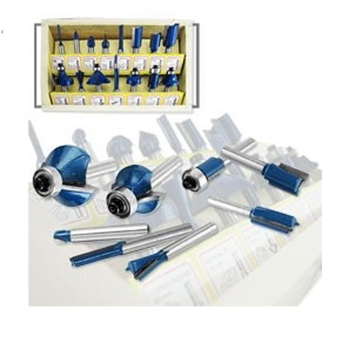 15 Piece 1 4 In Tungsten Carbide Router Bit Set With Organizing Case And Hex Chuck Wrench Includes 45 Degrees Chamfer Various