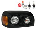 Headlight Black With Led Corner Lamp Passenger Side Fit 2004-2015 Freightliner Century