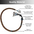 Dream Apparel 36 Motorcycle Get Back Whip Genuine Leather Biker For Handlebar With Fringes And Skulls Two Tone Brown