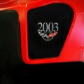 C5 Corvette Silver Cross Flag And 2003 Model Year Embroidered Emblem Under Hood Side Insert