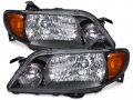 Headlightsdepot Black Housing Halogen Headlights For Mazda Protege 2001-2003 4-door Sedan Metal Bezel Includes Left Driver And 