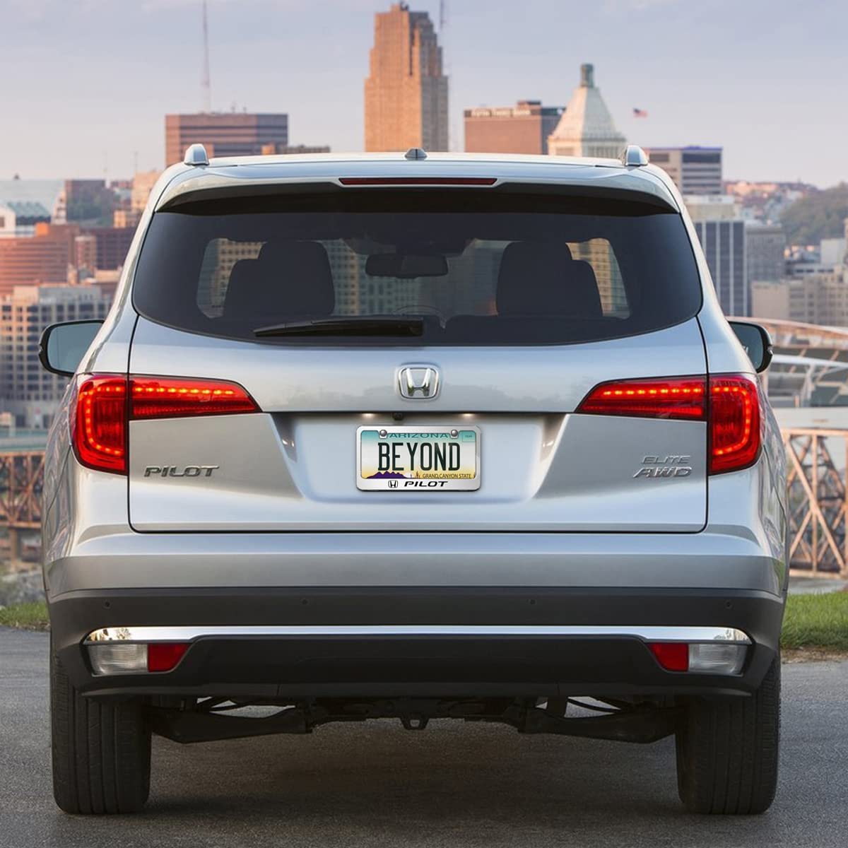 Honda Pilot 3d Embossed Letters Mirror Chrome Metal License Plate Frame 12x6 In With Theft Deterrent Screw Covers