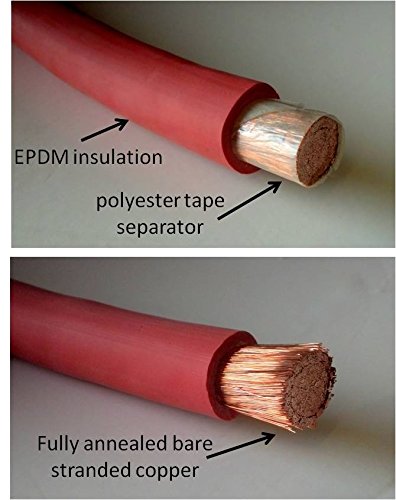1 0 Awg Gauge Red Black Pure Copper Battery Inverter Cables Solar Rv Car Boat 9 3 8 5 16 In Lugs