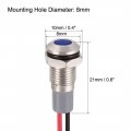 Uxcell Signal Indicator Lights Ac Dc 12v-24v 8mm Panel Mount Blue Led Waterproof Metal Shell Warning Lamps 5pcs Lamp For