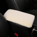 Spanice Car Armrest Cover Auto Center Console Pad Furry Sheepskin Wool Seat Box Protector Universal Fit Shearling Wool-beige 