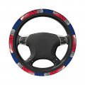 American Dominican Combined Corrugated Flag Car Steering Wheel Cover Accessories Elastic Stretch Universal Covers Durable