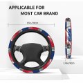 American Dominican Combined Corrugated Flag Car Steering Wheel Cover Accessories Elastic Stretch Universal Covers Durable