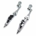 Hk Group Motorcycle Chrome Long Angled Adjustable Peg Mounting Kit Stiletto Shape Footrest Foot Pegs For V-star Roadstar Suzuki