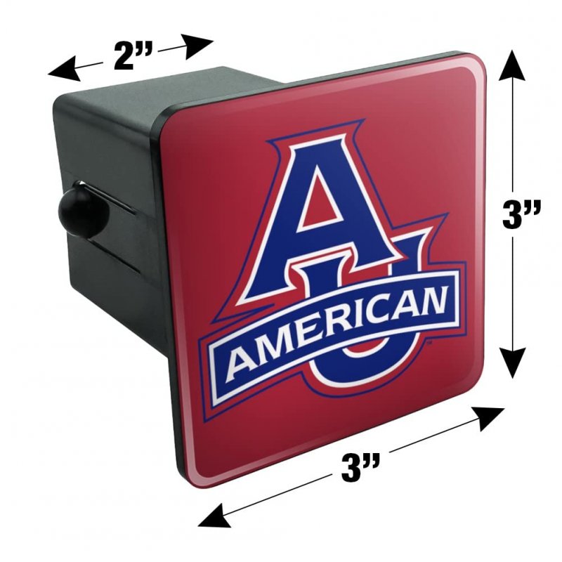 American University Primary Logo Tow Trailer Hitch Cover Plug Insert 2 In Heavy Duty Abs Plastic With Uv Resistant Resin Top