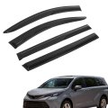 Window Visors Shade Sun Rain Wind Guards 4 Pieces Glossy Black Acrylic Replacement For Toyota Sienna 2021-2024 