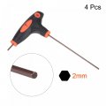 Uxcell 2mm Hex Key T-handle Dual End Wrench Spanner Metric S2 Steel 4 Pcs