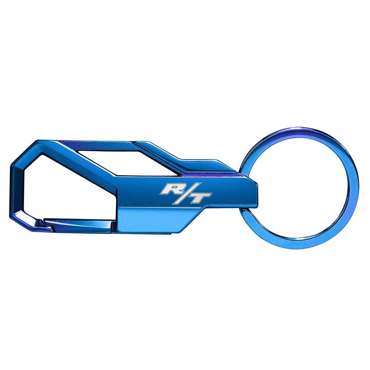 Dodge R T Logo Metallic Blue Carabiner Style Snap Hook Metal Key Chain