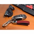 Ipick Image Made For Dodge Scat-pack Full Color Logo In Black On Genuine Red Leather Loop-strap Chrome Hook Key Chain
