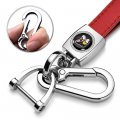 Ipick Image Made For Dodge Scat-pack Full Color Logo In Black On Genuine Red Leather Loop-strap Chrome Hook Key Chain