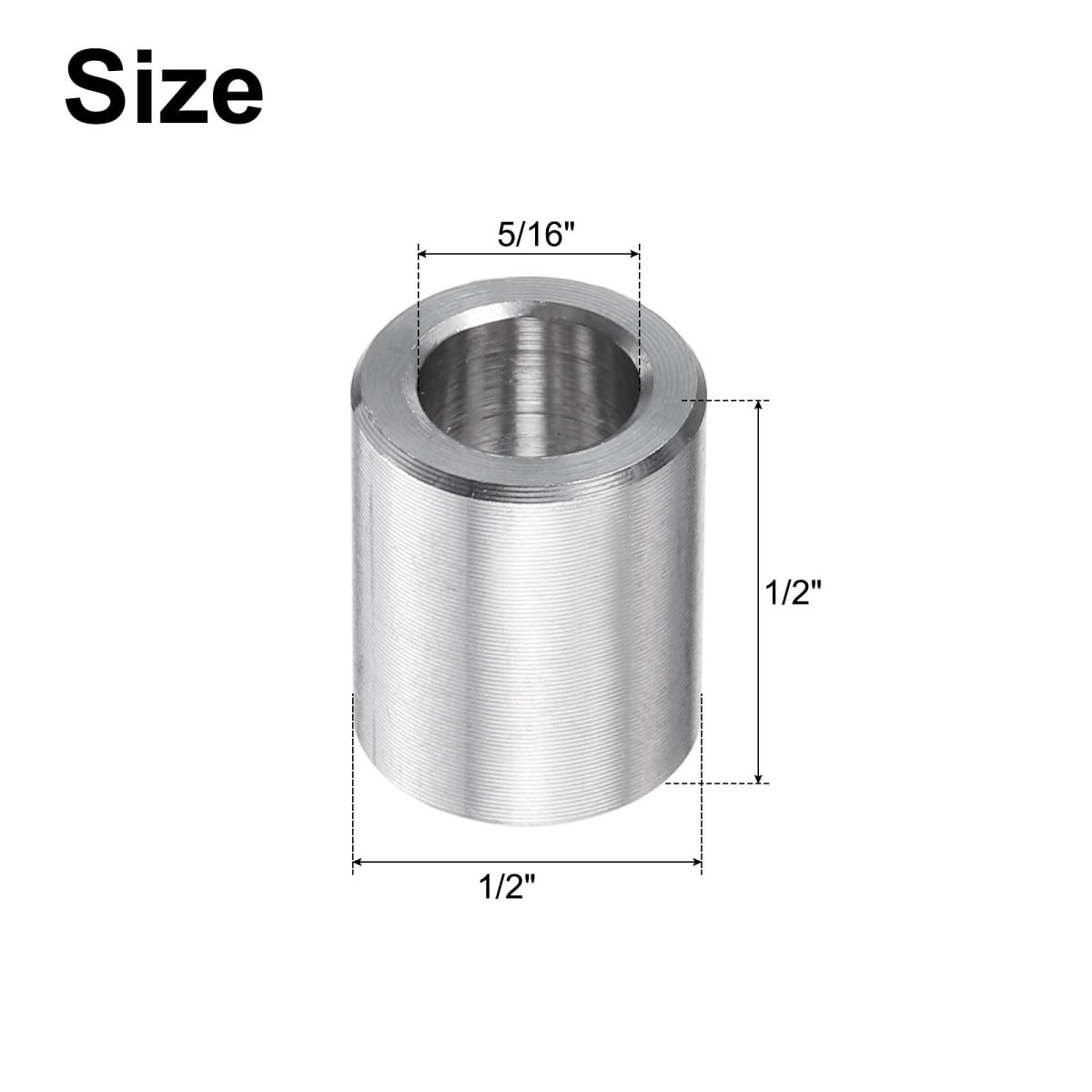 5 Pcs Stainless Steel Spacers 16 In Bore X 2 Od 1 Length Round Metal Screw Bushing For Screws Bolts And Rods Silver Finish