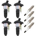 4 Ignition Coils With Iridium Spark Plugs 3 Pins Packs Fits For Isuzu Ascender 2l 2003-2008 Coil And Replaces Uf303