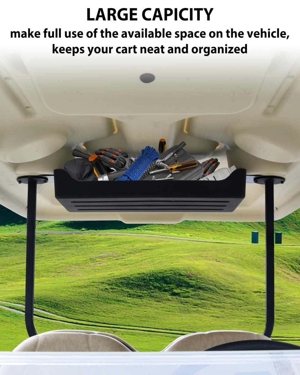 Overhead Storage Tray For Club Car Tempo 2017 Plus Golf Cart Front Roof Box Organizer With Metal Bracket No Drill Install Pp
