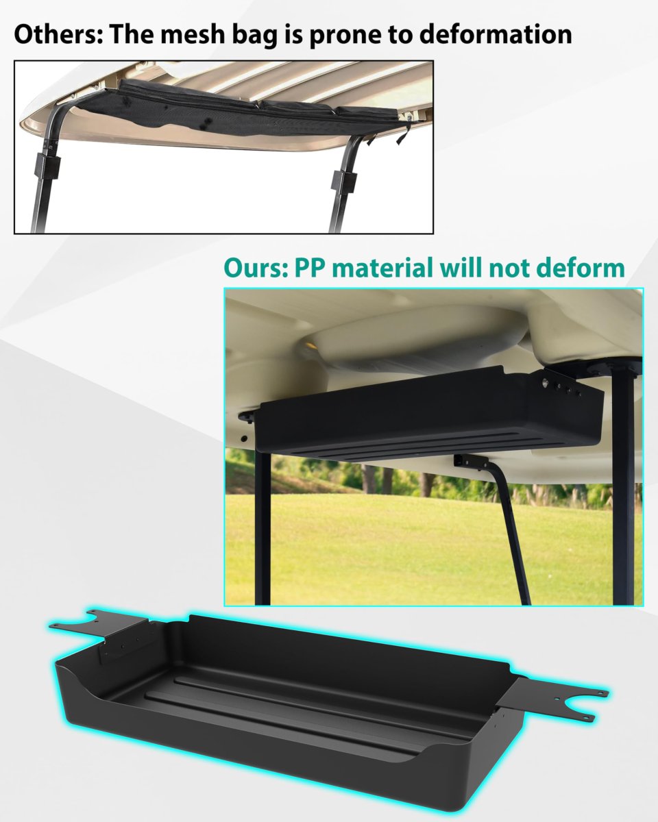 Overhead Storage Tray For Club Car Tempo 2017 Plus Golf Cart Front Roof Box Organizer With Metal Bracket No Drill Install Pp